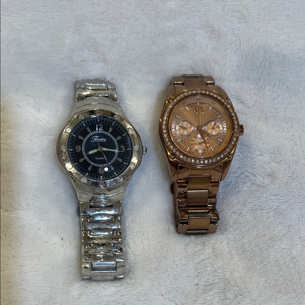 AX rose gold and Fondini silver watches